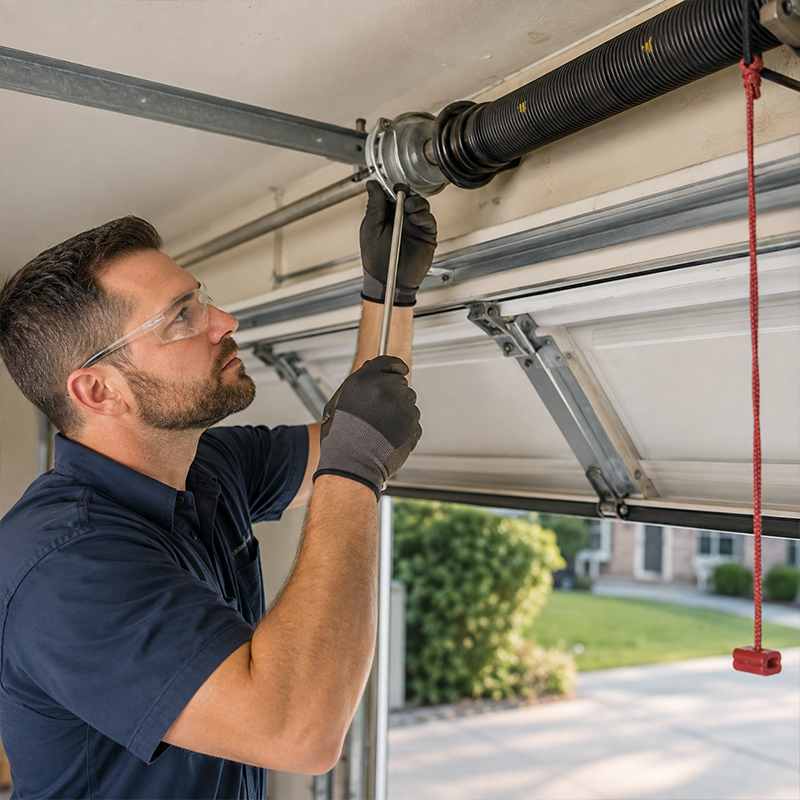 Garage door maintenance by professional technicians.